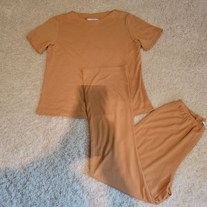 Shen New York NY Two Piece Tee & Wide Leg Pants Upscale Lounge Set